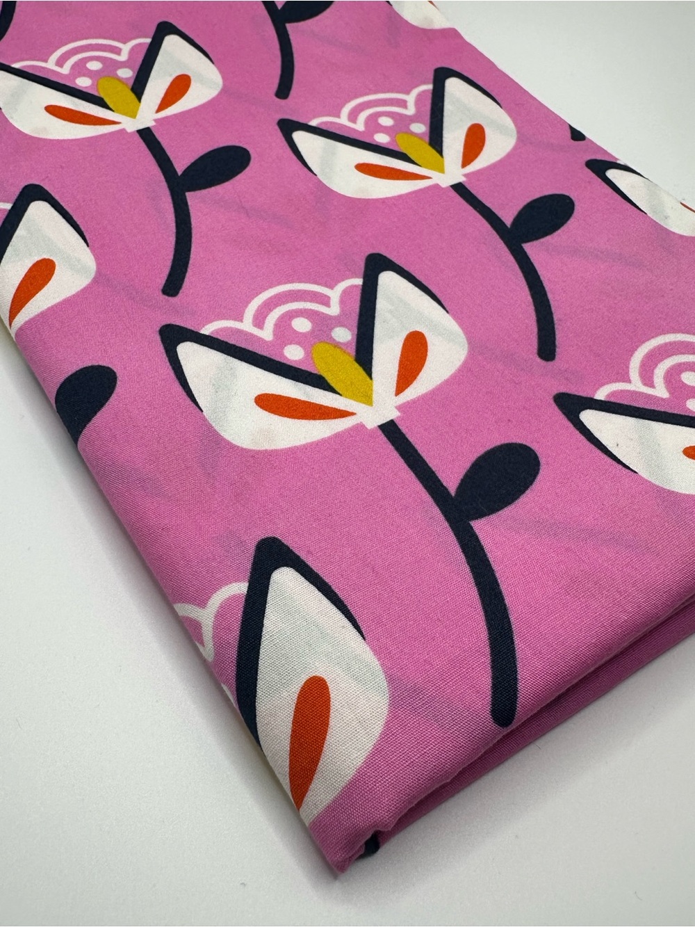 Pink Floral Cotton Fabric for Sewing & Crafts